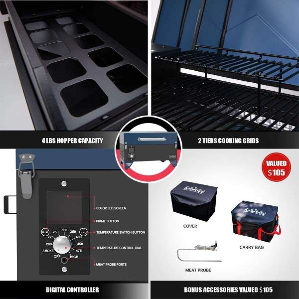 Key Features Of ASMOKE AS300 Tabletop Grill